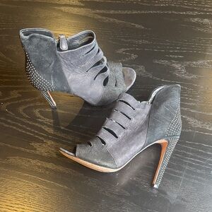 Rebecca Minkoff Black Peep-Toe Studded Heels